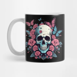 Skull with Flower Roses and Butterflies Mug